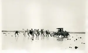 British Military Transport Prints: Pulling a car out of the mud, Middle East