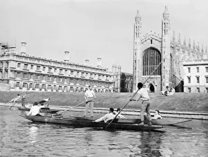 University Prints: Punting on the River Cam at Cambridge Print