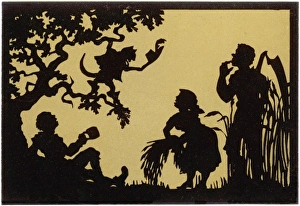 Puss in Boots talks to reapers mowing a meadow Puss in Boots talks to reapers mowing a meadow