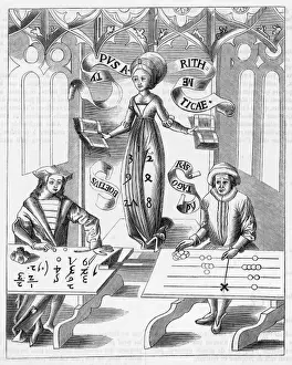 Print of Pythagoras and Boethius, Ancient Greek Mathematicians