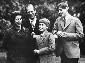 Duke Of Edinburgh Prints: Queen Elizabeth II and Prince Philip with Sons Print c.1977