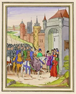 Prints of Bristol surrenders to Queen Isabella Painting Prints: Queen Isabella 1327 Bristol Surrenders Print