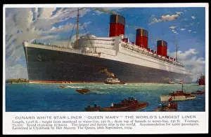 Cruise Ship Prints: Print of the Queen Mary Cunard White Star liner