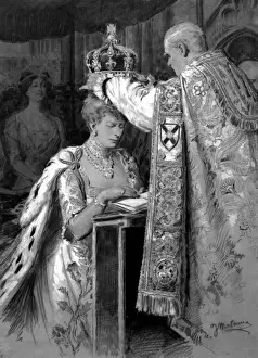 Historical British Royalty Photos Prints: Queen Mary being crowned