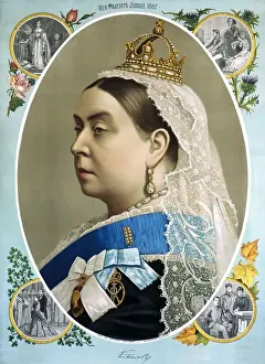 Colour Portrait of Queen Victoria, 1887 Print
