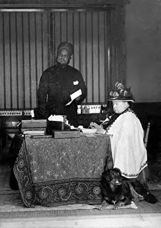 Queen Victoria at Desk with Servant Abdul Karim Print c.1890