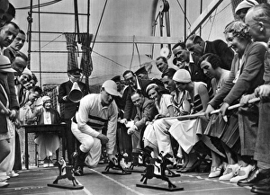 A race game on the deck of a Mediterranean cruise ship A race game on the deck of a Mediterranean cruise ship