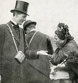 Racegoer with gipsy, Ascot racecourse, Berkshire Racegoer with gipsy, Ascot racecourse, Berkshire