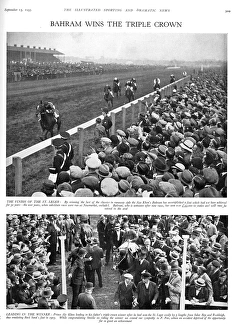 Racehorse Bahram wins the triple crown at the Saint Leger Racehorse Bahram wins the triple crown at the Saint Leger