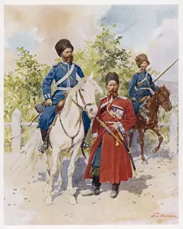 Horseback Riding Illustrations Prints: Racial / Russian Cossacks