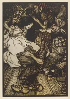 Print of Snow White Found by the Seven Dwarfs