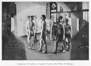 Radiation Therapy Print 1928: Young Boys Under UV Light