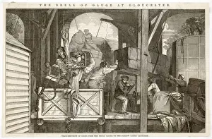 Rail Break of Gauge Print: Trans-shipping Goods at Gloucester