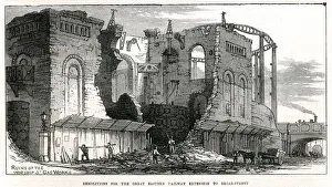 Railway construction, extension to Broad Street, London 1871 Railway construction, extension to Broad Street, London 1871