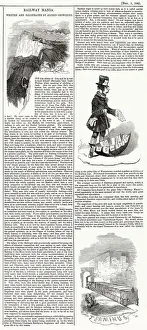 Railway Mania - illustration by Alfred Crowquill - a steam train running out of track as Railway Mania - illustration by Alfred Crowquill - a steam train running out of track as