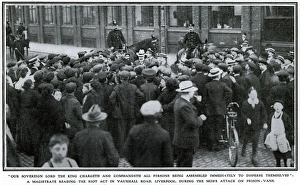 Railway strike 1911: Magistrate reading the riot act Railway strike 1911: Magistrate reading the riot act