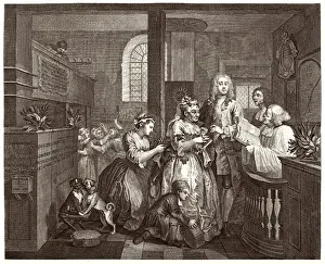 William Hogarth Prints: Print of Rakes Progress 5: A Marriage Ceremony