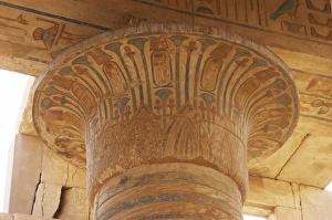 Ramesseum. Decorated capital shaped as lotus plant. Luxor. E Ramesseum. Decorated capital shaped as lotus plant. Luxor. E