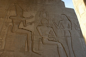Ramesseum. Relief depicting the pharaoh Ramses II before god Ramesseum. Relief depicting the pharaoh Ramses II before god