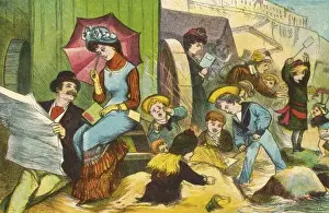 On Ramsgate Sands, 1876 Print: A Family Day Out