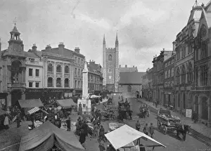 Prints of The market place at Reading, Berkshire Date: 1895 Tower Prints: Reading, Berkshire: The Market Place Print, 1895