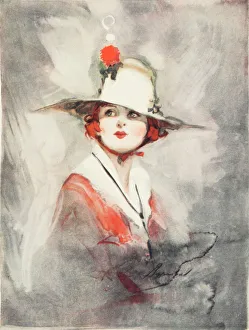 Red headed girl wearing a wide-brimmed hat Red headed girl wearing a wide-brimmed hat