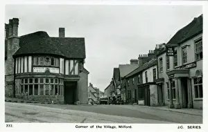 Prints of Red Lion and High Street, Milford on Sea, Lymington, near New Milton, Hampshire, England. Date: 1930s Hampshire Prints: Milford on Sea Print, Hampshire, England 1930s