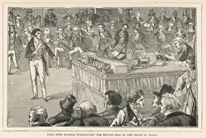 Prints of Lord John Russell introducing the Reform Bill in the House of Lords John Russell Prints: Reform Bill Print: Lord John Russell in the House of Lords