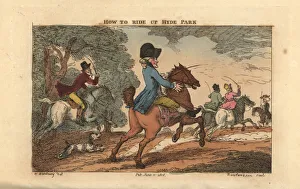 Regency gentlemen riding horses using whips Regency gentlemen riding horses using whips