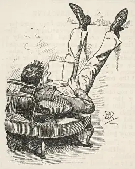 Man Relaxing At Home Prints: Relaxed Read 1893