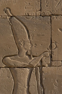 Relief depicting a Pharaoh making libations to the gods. Det Relief depicting a Pharaoh making libations to the gods. Det