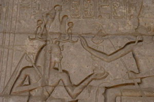 Relief depicting a Pharaoh Ramses II before gods Amun, Munt Relief depicting a Pharaoh Ramses II before gods Amun, Munt