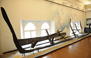 Remains of a sunken wooden ship. 13th century. Old Riga. Lat Remains of a sunken wooden ship. 13th century. Old Riga. Lat