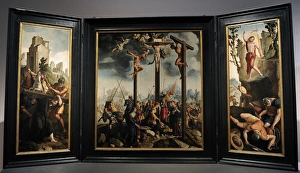 Renaissance. Triptych with the Crucifixion by Jan van Scorel Renaissance. Triptych with the Crucifixion by Jan van Scorel