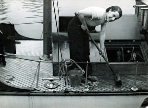 Rene Fraser washing engine room hatches area on Medusa Rene Fraser washing engine room hatches area on Medusa