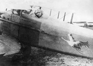 Rene Paul Fonck, French aviator, in his SPAD plane Rene Paul Fonck, French aviator, in his SPAD plane