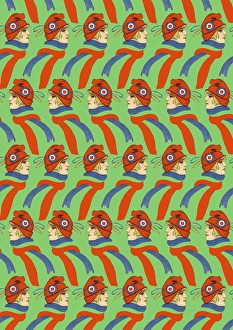 Repeating Pattern - French girl in Tricolore scarf / hat Repeating Pattern - French girl in Tricolore scarf / hat