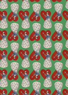Repeating Pattern - Heart Lock in green Repeating Pattern - Heart Lock in green