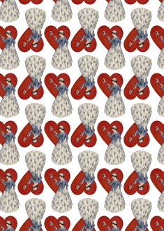 Repeating Pattern - Heart Lock in white Repeating Pattern - Heart Lock in white