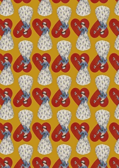 Repeating Pattern - Heart Lock in yellow Repeating Pattern - Heart Lock in yellow