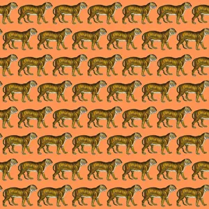 Repeating Pattern - Tigers - orange background Repeating Pattern - Tigers - orange background