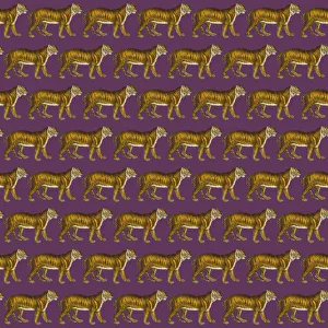 Repeating Pattern - Tigers - purple background Repeating Pattern - Tigers - purple background