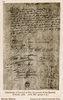 Resolution of Council of War for pursuit of Spanish Armada Resolution of Council of War for pursuit of Spanish Armada
