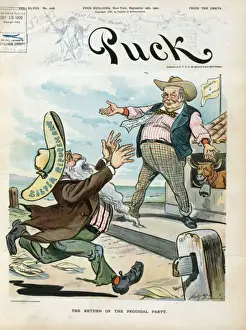 Puck Magazine Cartoons Online Prints: The return of the prodigal party