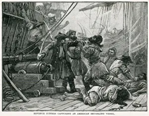 Revenue Cutters capturing an American Smuggling vessel Revenue Cutters capturing an American Smuggling vessel
