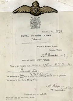 RFC (Officers) Graduation Certificate, WW1 RFC (Officers) Graduation Certificate, WW1