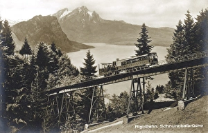 Rigi-Bahn at Schnurtobelbrucke, Switzerland Rigi-Bahn at Schnurtobelbrucke, Switzerland