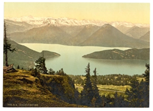 Rigi Rothhorn, view of Vitznau and the Alps, Rigi, Switzerla Rigi Rothhorn, view of Vitznau and the Alps, Rigi, Switzerla