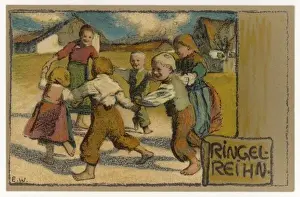 Vintage Childhood Photography Prints: RING O ROSES C1905