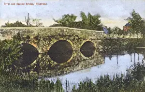 Prints of River Avon and Second Bridge at Ringwood, New Forest, Hampshire Date: circa 1905 New Forest Prints: River Avon & Second Bridge, Ringwood Print, circa 1905